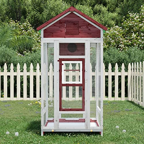 sephironlbb Voljär, mocka av massiv furu, 91,5 x 53 x 170 cm med väderbeständigt tak, sittstänger, nestlåda och trådnät för papegoja, undulat, kanariefågel, nymfparakiter