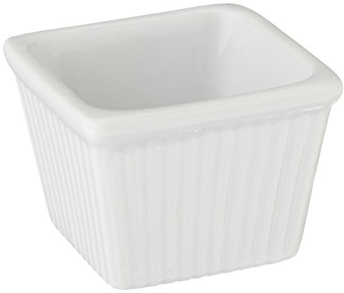 CAC China Accessoires - Ramequin carré cannelé en porcelaine super blanche - 5,1 x 4,5 cm - 28,3 g - Boîte de 72