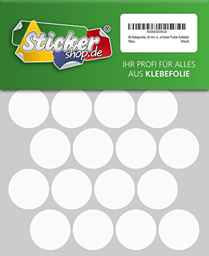 96 Klebepunkte, 35 mm, weiß, aus PVC Folie, wetterfest, Markierungspunkte Kreise Punkte Aufkleber