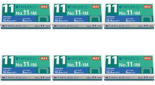 Max nr 11-1 m häftklamrar för Vaimo häftapparat, 6 paket