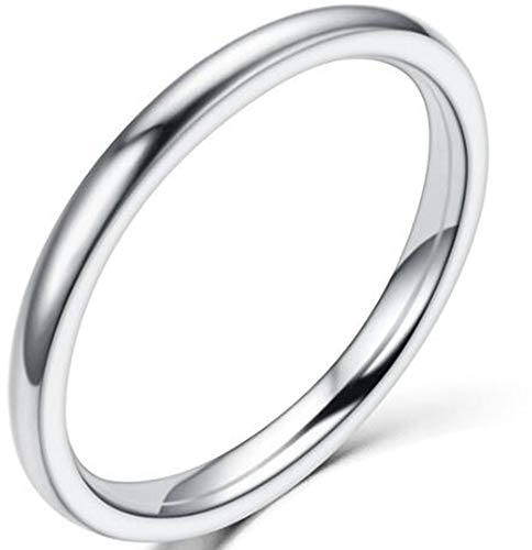 JUDE 2mm Stainless Stainless Steel Plain Stackable Wedding Band Ring (Silver, S)