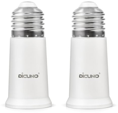 DiCUNO E27 a E27 Portalampada 5 CM extension, Prolunga per presa lampada standard, Estensione della lampadina, Adattatore per portalampada, Pacchetto di 2
