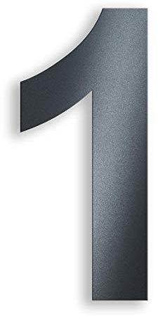 Metzler Hausnummer aus massivem Stahl in Anthrazit - RAL 7016 Anthrazitgrau Feinstruktur Pulverbeschichtet - Schrift Arial - Höhe 20 cm - Ziffer 1