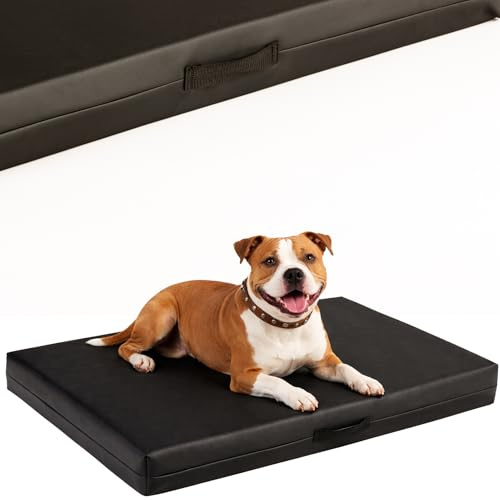 COOL PET Orthopädische Hundematratze, 120 × 80 × 10 cm – VISCO-Schaumstoff (Memory-Schaum), strapazierfähiger Bezug aus hochwertigem Kunstleder mit wasserabweisendem PVC-Anstrich, Made in EU, schwarz