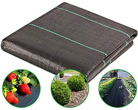 Weed Control Membrane Fabric Landscape Ground Barrier Cover, UV Stabilished Black Heavy Duty Garden Woven Covers 2MX5M