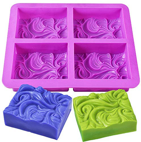 Newk Stampi quadrati in silicone per sapone, fai da te, fatti a mano, con motivo a onde oceaniche, per sapone al latte (cavità da 99,2 g)