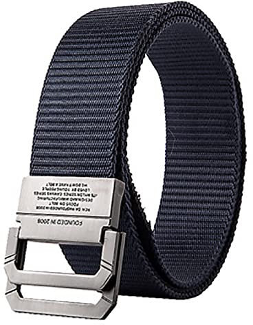 Schnelltrocknender Herren-Gürtel aus Legierung, Doppelringschnalle, schmale Passform, marineblau, M