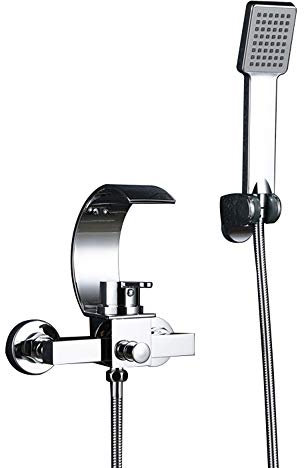 SXLSZ GEH?rtetes Glas Waschbecken, Aufsatzwaschbecken Schwarz Glas Aufsatz Waschschale, Waschschale Waschtisch Set mit Wasserfall Wasserhahn, Montagering, Ablaufwasser Set, 420×420×145mm