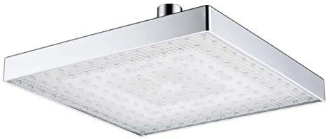 LAURAG LED Rainfall Shower Head Sq. Shower Head Automatically RGB Color-Chitching Temperature Sensor Showerhead for Bathroom