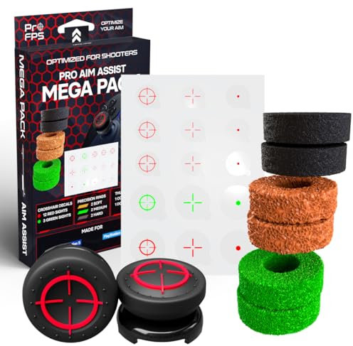 ProFPS Accessoire PS5 / PS4: 6x Precision Rings, 2x Mixed Thumbstick & Pack de 15 Autocollants Réticule - Accessoire Gaming pour PlayStation 5 - Idéal pour Manette PS4 et PC
