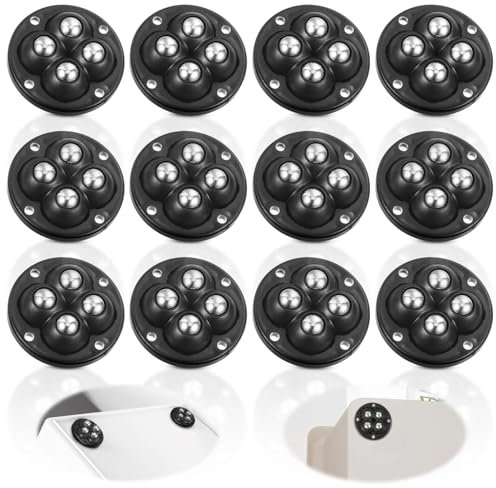 Guangcailun 12pcs Self Adhesive Caster Wheels, Mini Caster Wheel, Universal Pulley Casters 360° Rotation, Small Swivel Casters Wheels Stick On Castors for Small Furniture Trash Can Storage Box