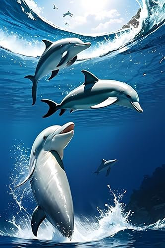 Diamond Painting Delfin Tier DIY 5D Diamant Painting Bilder 30x50 cm Full Drill Mosaik Bastelset Kinder Malen Nach Zahlen Erwachsene Große Diamant Malerei Crystal Art for Home Wall Decor Gifts j 129