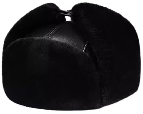 ZMNKH Leder Fliegerhut mit Ohrenklappen für Herren Winter Trapper Hut Bomber Hut Skifahren Jagd Hut
