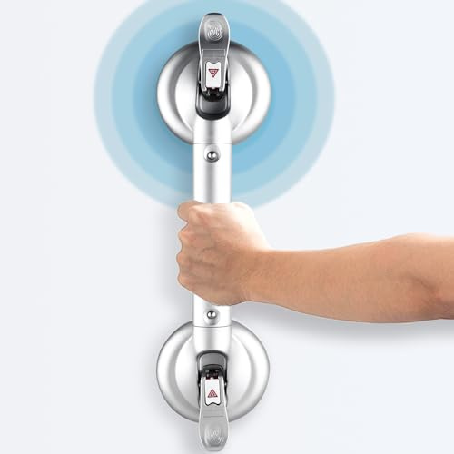 DAREN MEDICAL Barras de agarre con ventosa para bañeras y baño, mango de ducha sin herramientas, asa de agarre para succión de ancianos con indicadores, barra de agarre de ducha para personas mayores,