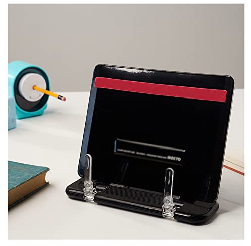 Buchständer,Buchständerhalter zum freihändigen Lesen,Schreibtisch,verstellbare Lesehöhe und-Winkel,Buchablage,Buchhalter (Farbe: Schwarz)