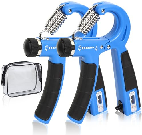 Greppstyrketränare, fingerstyrketränare, handstärkande grepp, handgreppsövning, fingergrepptränare, greppstyrketränare, justerbart motstånd, handgreppstränare (blå)