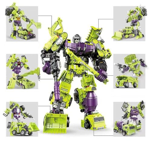 MICToy Transform 6-in-1 Verformbares Farb-Engineering-Auto, Manuelle Kombination Auto-Roboter-Spielzeug, Für Kinder Und Erwachsene Ab 12 Jahren - Grün