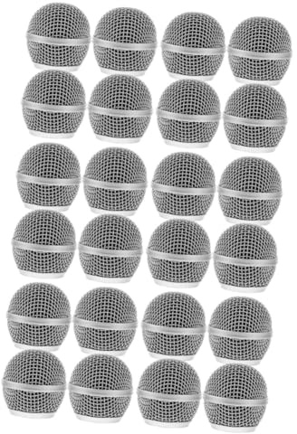 VICASKY 24pcs Microphone Cover Mesh Mic Grille Replacement Microphone Grille Inner Foam for Cordless Mic Parts Metal Accessories