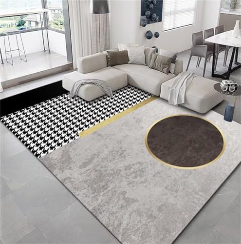 RUGMRZ Günstig TeppichTepich In Wohnzimmer schöne Teppich 300x400CM grauModerner, haustierfreundlicher mit Karomuster