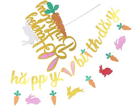 TOYANDONA 1set Kit Decorazione Pasquale Con Bandiere Di Coniglio Pasquale e Topper Per Cupcake Accessori Colorati Per Feste Di Pasqua e Compleanni Inclusi