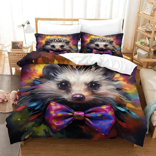 Set di biancheria da letto con stampa 3D, tessuto ad alto numero di fili, chiusura a cerniera, in peluche, a bassa manutenzione, king size (220 x 240 cm)
