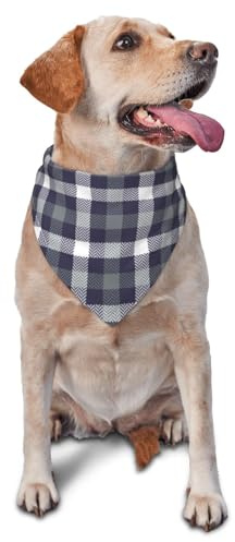 Hundhalsduk, gråvit randig, rutig, triangelhaklapp, hundnäsduk, söta hundtillbehör, hundhalsdukar