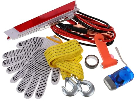 MUELODSIC Kit D'assistance Routière Automobile 8 Pièces Outils De Sécurité Pour Voiture Trousse Compacte D'urgence Accessoires De Véhicule Pour Inspection Annuelle