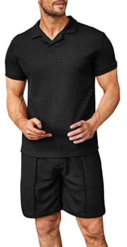 DBMZV Trainingsanzug für Herren Herren-Trainingsanzug, 2-teilig, mit Kapuze, athletischer Sweatanzug, kurzärmelig, lässig, Sport, Hoodie, Shorts, Set, Pullover, Jogger Hosenanzug Valentinstag