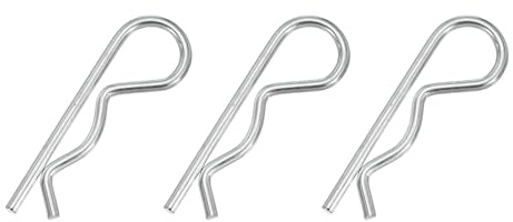 PATIKIL M5 x 100 mm Cotter Pin Assortment Kit, 3 Pcs Heavy Duty R Clips Hardware Pin Carbon Steel Spring Fasteners Hitch Pin for Trailer Locking Lawn Mowers Truck, Silver Tone