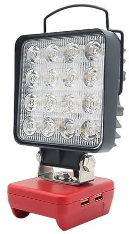 Gerbala Lampe de Travail LED pour Milwaukee M18, 18/20V, 48W 4800LM, Baladeuse LED, Lampe Chantier avec Type C/USB, Protection Basse Tension, pour Réparation Automobile, Camping (Sans Batterie)