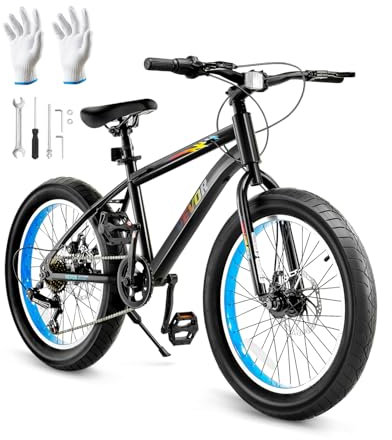 VEVOR Mountain Bike, 20 inch MTB Bicycle with 7 Speeds Shimano Twist Shifting, Dual Disc Brakes, High Carbon Steel Frame, for Men/Women