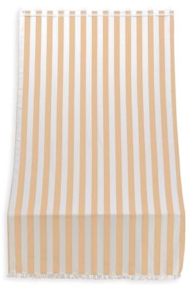 Wintem Rideau de Soleil pour extérieur, Rayures Beiges avec Anneaux, H 250 x 140 cm, Rideaux de Soleil pour extérieur Amovibles, en Polyester, auvent de Balcon extérieur, Pare-Soleil pour Jardin et