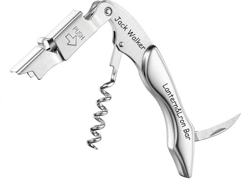 Fanery Sue Cavatappi da Sommelier Inciso e Personalizzato - Apri bottiglie da vino Professionale 3 in 1 in Acciaio Inox con Tagliafogli e Apri birra