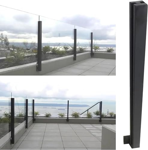 Poteaux de balustrade en acier inoxydable pour couloir et escaliers | Kit complet de garde-corps en verre | Poteau de clôture de piscine à montage latéral pour marches extérieures et balcons de villas