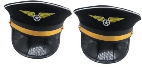 WRITWAA 2 Stck. Pilotenmütze Verstellbare Cosplay Mütze für Halloween und Partys Dekorative Flugzeug Hut für Jungen und Mädchen Komfortable Klassisches Design