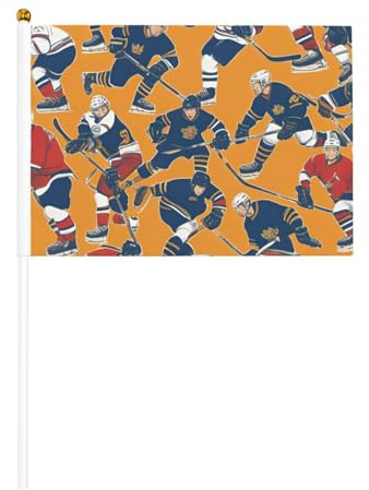 Lot de 6 drapeaux de hockey et 10 drapeaux à main pour bâton de défilé, fête, bar, anniversaire