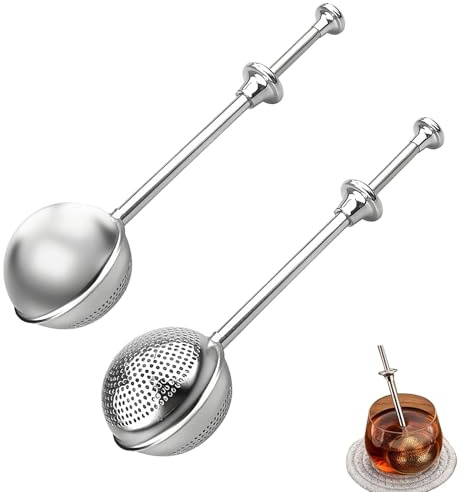 MUNTE Pinza per tè sfuso, 2 pezzi, filtro da tè, in acciaio inox, per tè sfuso, con manico a molla, colino da tè per tazza in acciaio inox 304, per tè sfuso, zucchero a velo, spezie