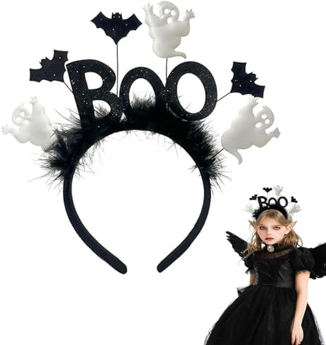 Gleemix Halloween Geister Haarreif mit Fledermaus, Halloween Haarreif Damen, Halloween Kostüm Accessoires, Gespenster Haarreifen für Karneval Fasching und Halloween