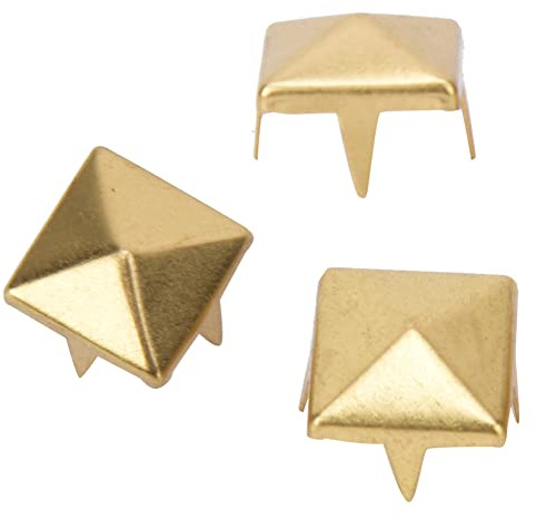 Luqeeg 100 Stück Vierkantnieten, 9 MM Messing/Kupfer Metallnieten, Vierkantnieten | Bekleidungsaccessoires | Ledernieten für Lederschmuck Windjacken Gürtel Hemden Strickwaren (GOLD)