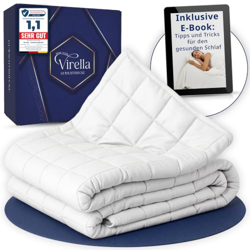 Virella Gewichtsdecke 6kg 135x200cm - Schwere Bettdecke aus 100% Baumwolle | Heavy Weighted Blanket - Entspannungsdecke - Anti Stress Therapiedecke - Schwere Decke für tiefen Schlaf und bessere Erholung