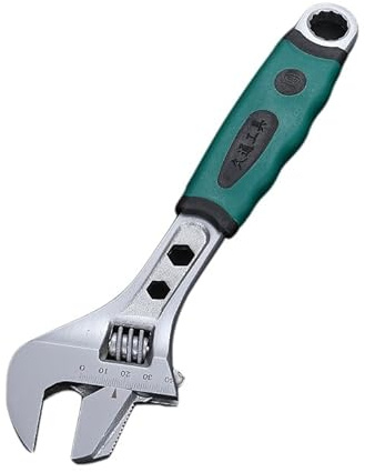 Rieoany Clé à Molette Outil à Double Usage, Matériau Forgé en Acier 45, Poignée Ergonomique, Convient à L'entretien Quotidien et au Bricolage, 25.5 X 6.5 cm