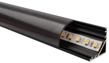 RexTech LED Profil Slim Line, Alu-Eckprofil Schwarz, 3 m, 20 mm | In 1 m, 2 m, 3 m oder 4 m erhältlich, für LED Streifen bis 14 mm, schwarze Abdeckung und Montagezubehör