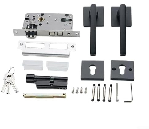 Oniissy Cerradura moderna para puerta de dormitorio para puertas interiores de madera, perilla de puerta de aluminio con funcionamiento silencioso y construcción duradera, para una fácil instalación