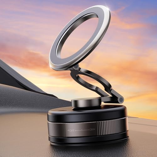 PKBD Vacuum Magnetic Phone Holder for Car, 360° Adjustable&Retractable for Magnetic