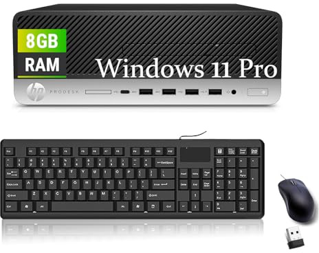 HP ProDesk 600 G4 SFF PC Desktop Computer, Intel Pentium G5500 Up to 3.8GHz, 8GB RAM, 256GB SSD, US QWERTY Keyboard, Mouse, USB WiFi, Windows 11 Pro (Refurbished)
