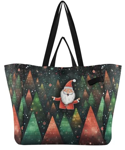 DDDIYEU Niedliche Weihnachts Mann Kunst Wasserdichte Strandtasche,Reisetasche Einkaufstasche für Damen