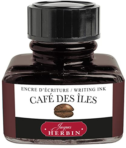 Jacques Herbin 13046T- Botella de tinta para pluma estilográfica y bolígrafo Rollerball - Café des Iles