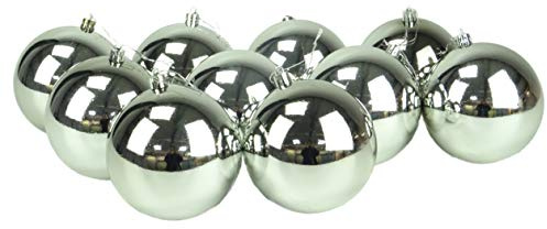 Christmas Concepts® 10 palline extra large da 100 mm - Palline per albero di Natale (Argento)