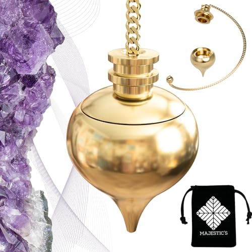 Majestic's Pendule Divinatoire de Radiesthesie Goutte d'Eau Abbe Mermet et sa CHAMBRE TEMOIN en Laiton Doré - Magnetiseur Sourcier Géobiologie