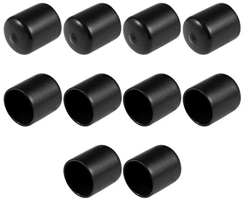 sourcing map 10pcs Rubber End Caps 1 1/8-inch(29mm) ID Vinyl Round End Cap Cover Screw Thread Protectors Black